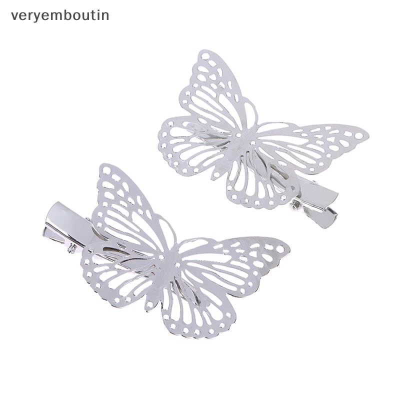 Bộ 2 Kẹp Tóc Kim Loại Hình Bươm Bướm Thời Trang Dành Cho Nữ