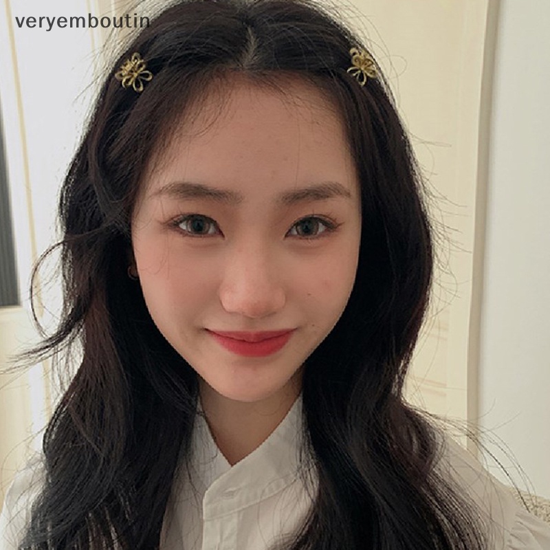 Bộ 2 Kẹp Tóc Kim Loại Mini Hình Bông Hoa Dễ Thương Dành Cho Nữ