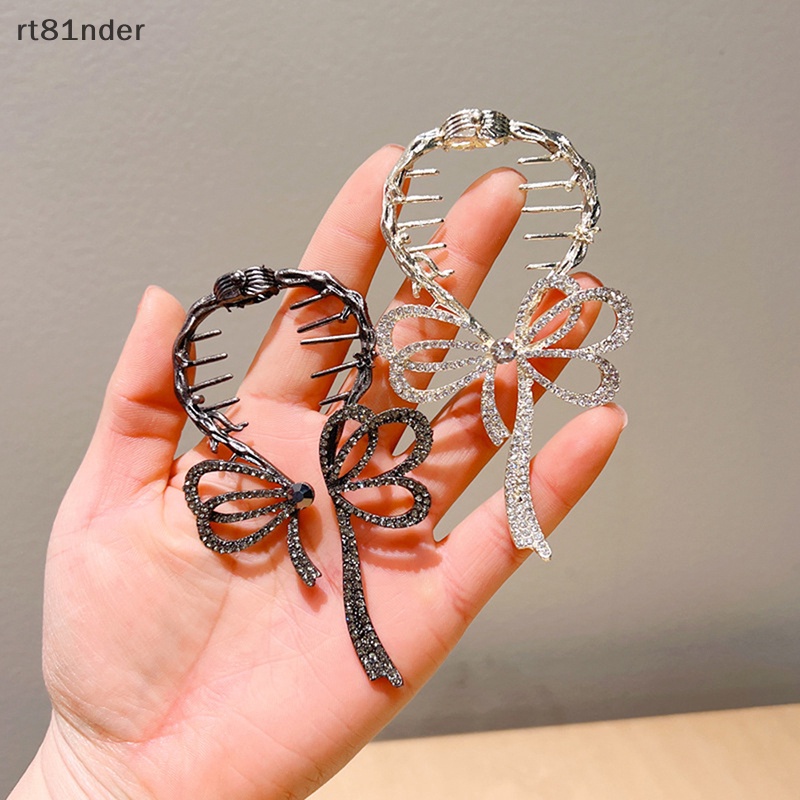 Kẹp Tóc Đuôi Ngựa Hình Nơ Đính Kim Cương Giả Nhẹ Nhàng Mới