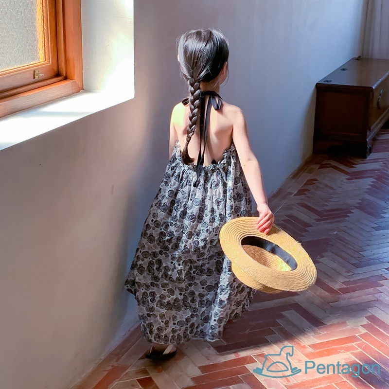 Đầm Hai Dây In Hoa Thời Trang Mùa Hè Hàn Quốc Cho Bé Gái