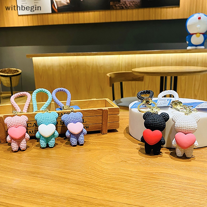 Móc Khóa Resin Hình Trái Tim / Gấu Hoạt Hình Dễ Thương