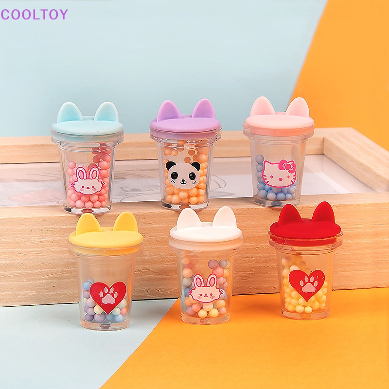 Set 2 Ly Nước Mini Hình Tai Mèo Dễ Thương Dùng Để Trang Trí Nhà Búp Bê