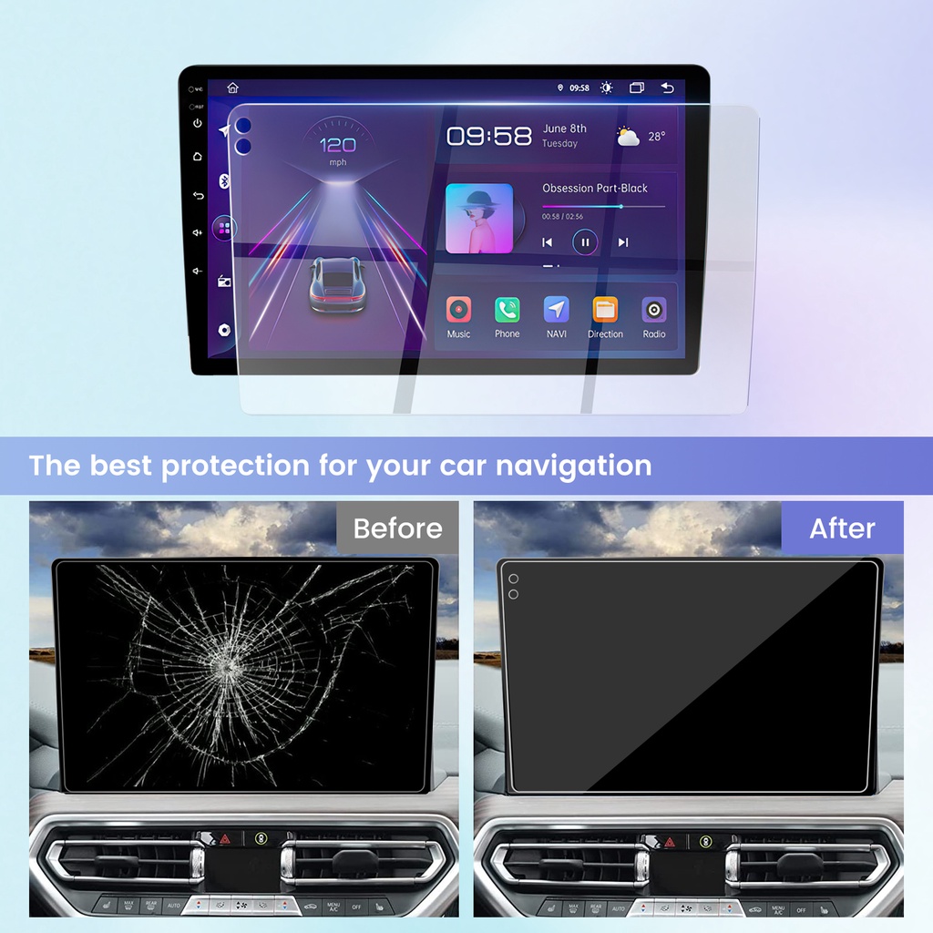 Miếng Dán Kính Cường Lực Bảo Vệ Màn Hình LCD 10.1 Inch Cho Xe Hơi 9