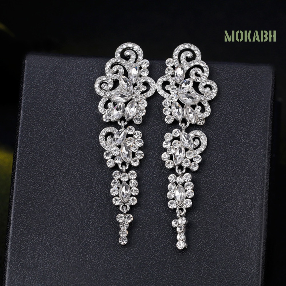 Bông Tai Dáng Dài Đính Đá Thời Trang Sang Trọng Cho Nữ