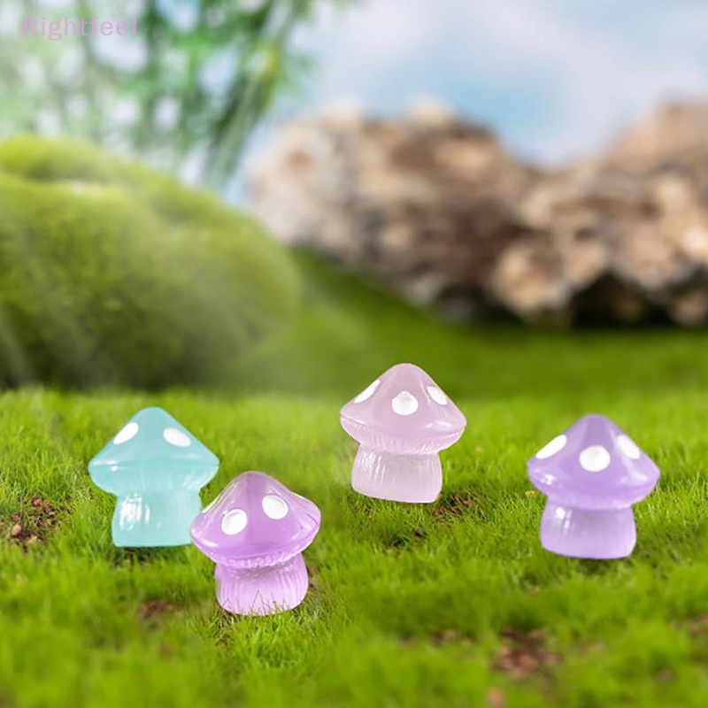 Set 1 / 5 Nấm Dạ Quang Mini Bằng Nhựa Resin Trang Trí Bảng Điều Khiển Xe Hơi Mới