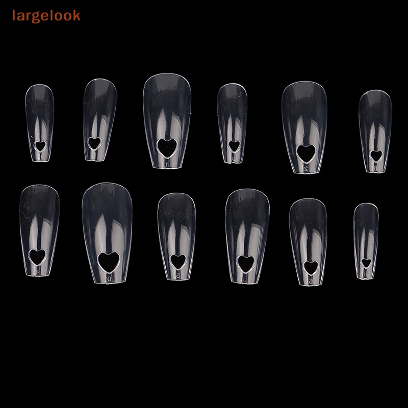 Bộ 120 Móng Tay Giả Họa Tiết Trái Tim Rỗng Bằng Acrylic Che Phủ Toàn Diện