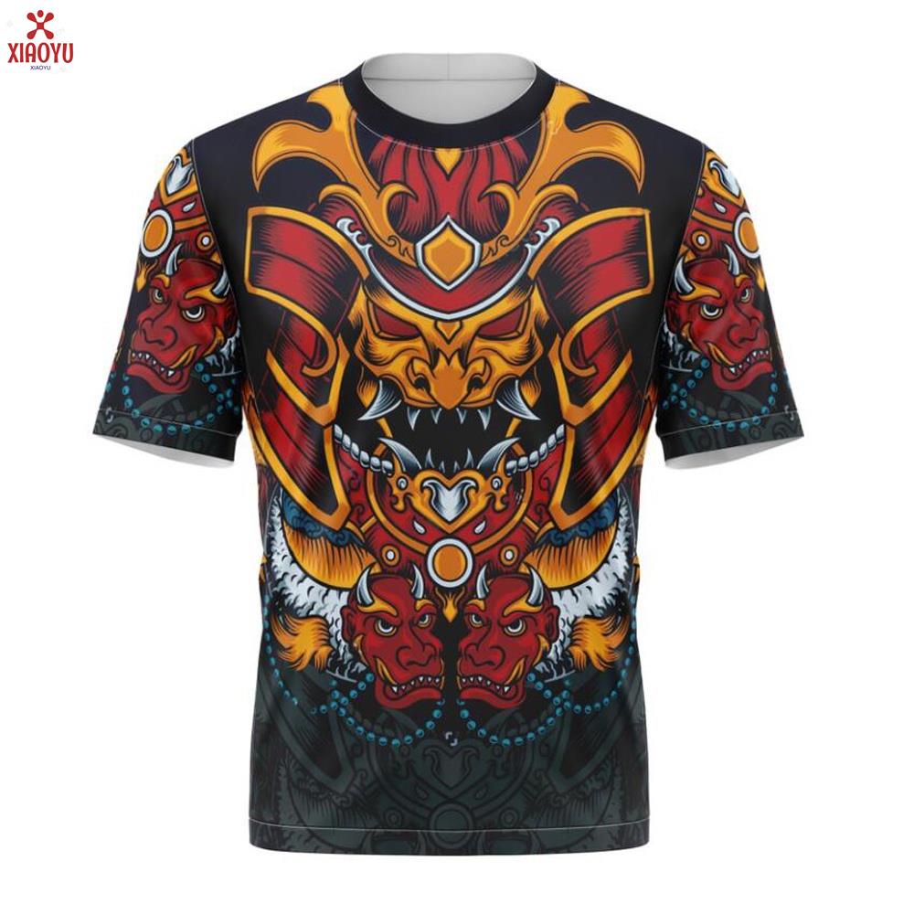 Breathable short sleeved T-shirt with 3D tattoo printing in Japanese Harajuku style