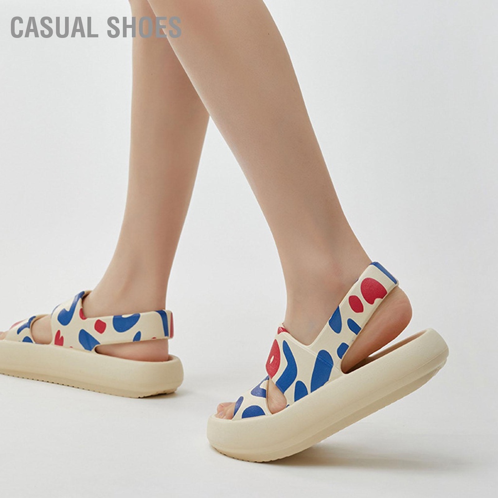 Casual Shoes 4Cm Nữ Đế Mềm Tăng Chiều Cao Chống Trơn Trượt In Hình Nhiều Màu Sắc Mùa Hè Xăng Đan EVA