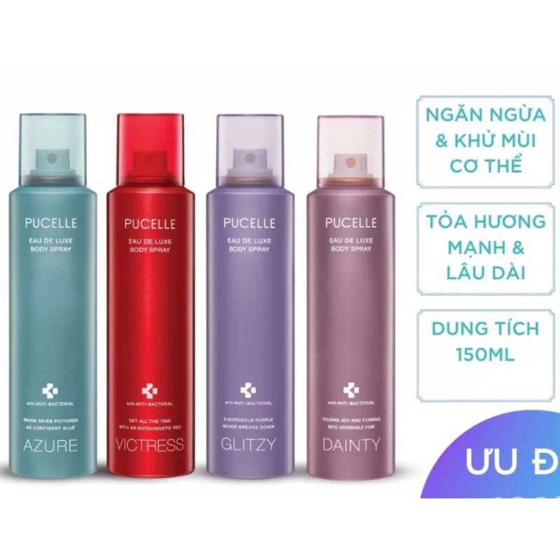 Xịt khử mùi hương nước hoa cho nữ Pucelle Body Spray 150ml