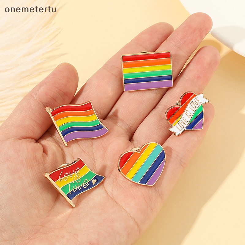 Ghim Cài Áo Bằng Hợp Kim Tráng Men Hình Lá Cờ Trái Tim Màu Mưa Cá Tính Sáng Tạo Thời Trang