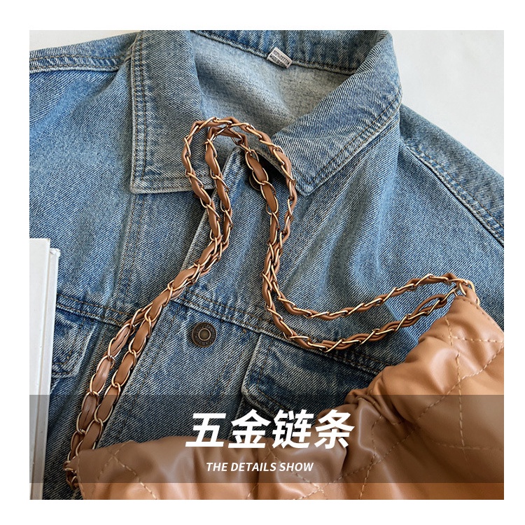 Túi Xách Đeo Vai Phối Dây Xích Thêu Chữ Thời Trang Mùa Thu 2022 Cho Nữ