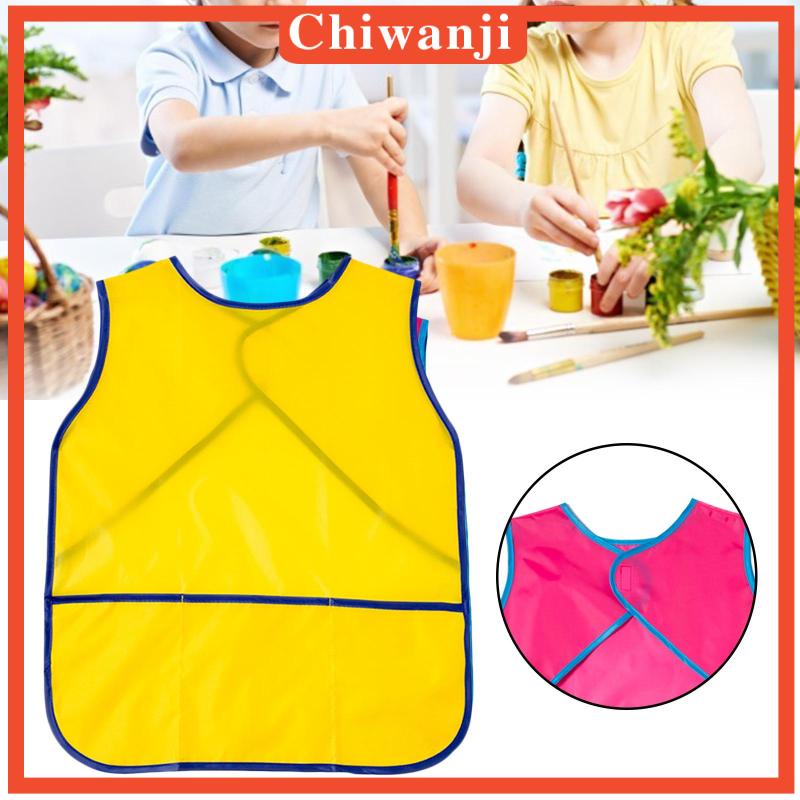 [Chiwanji] Tạp Dề Vẽ Tranh Không Tay Có Túi Cho Họa Sĩ