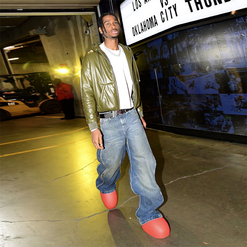 Wang Jiaer Quần Jean Dài Dáng Rộng Ống Đứng Họa Tiết Sóng Biển Đường Phố Mỹ Thời Trang Xuân Thu Cho Nam