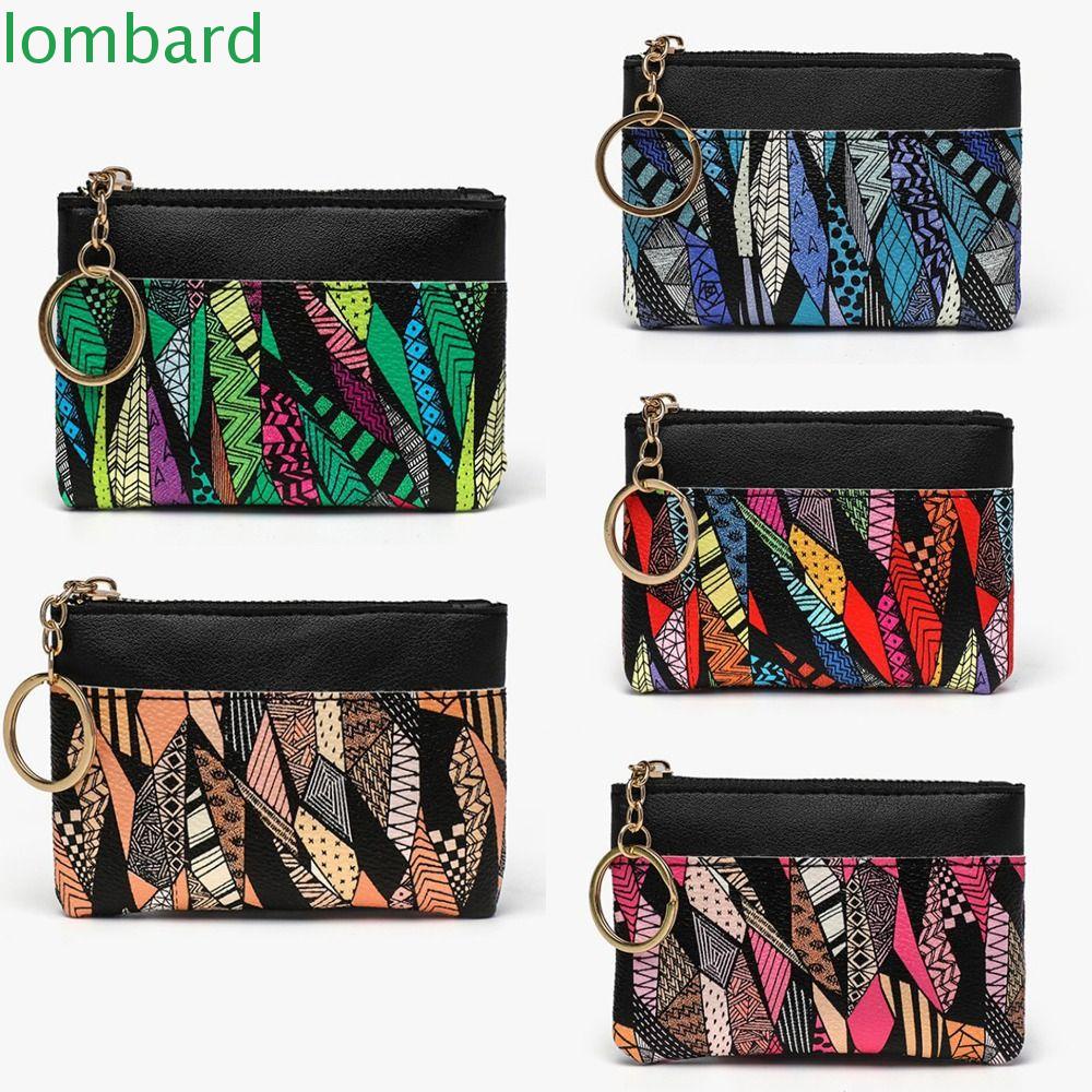 Ví Đựng Tiền Xu Bằng Da PU Họa Tiết Kẻ Sọc Kèm Móc Khóa Trang Điểm Tiện Dụng Cho Nam Và Nữ