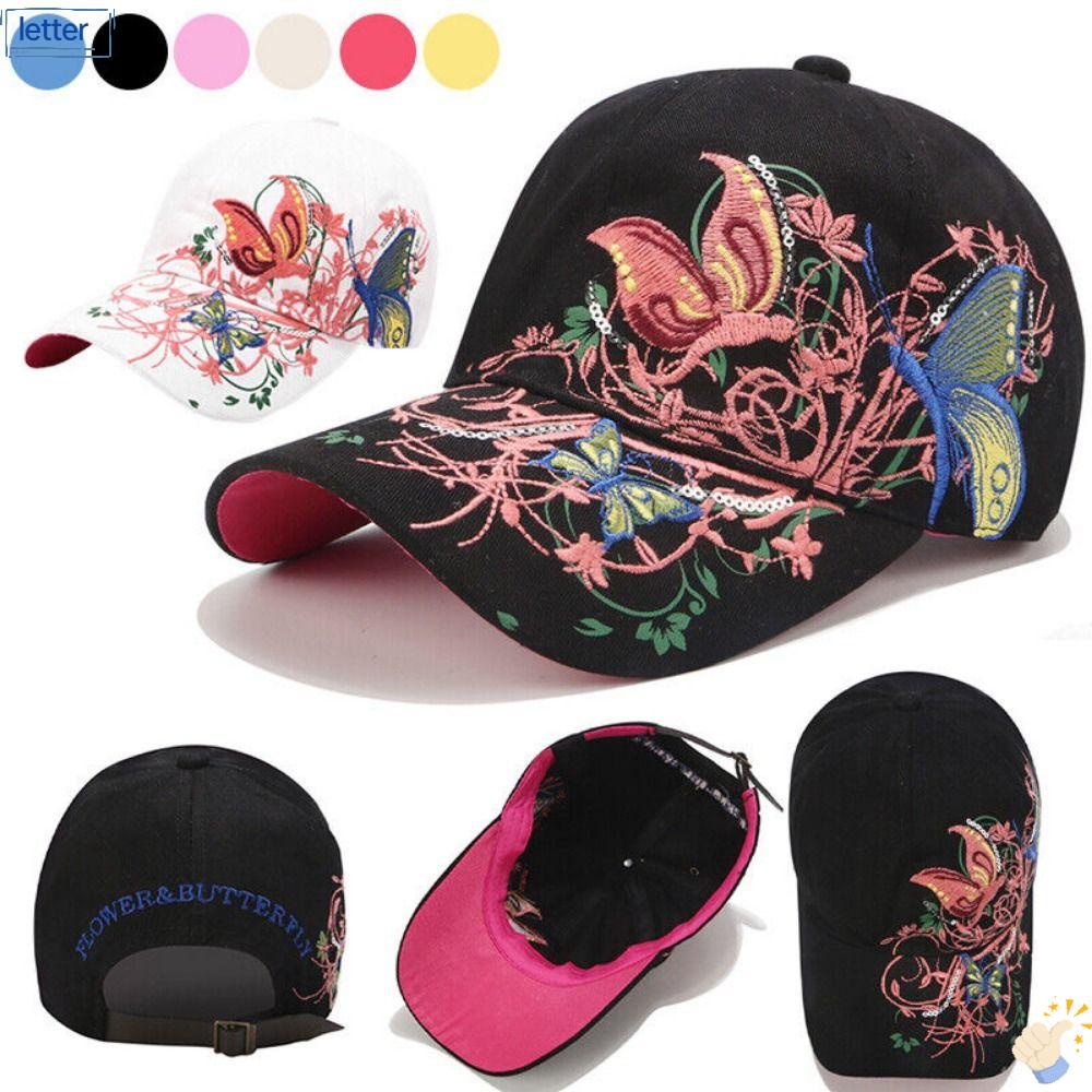 Mũ Lưỡi Trai Đính Kim Sa Hình Bướm Chất Liệu Cotton Tùy Chỉnh Thời Trang Cho Nữ