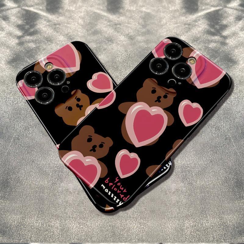 Ốp Điện Thoại Dẻo Màu Hồng Họa Tiết Chú Gấu Dễ Thương Chống Sốc Cho iPhone12max11 78 13 6In 14pro A369