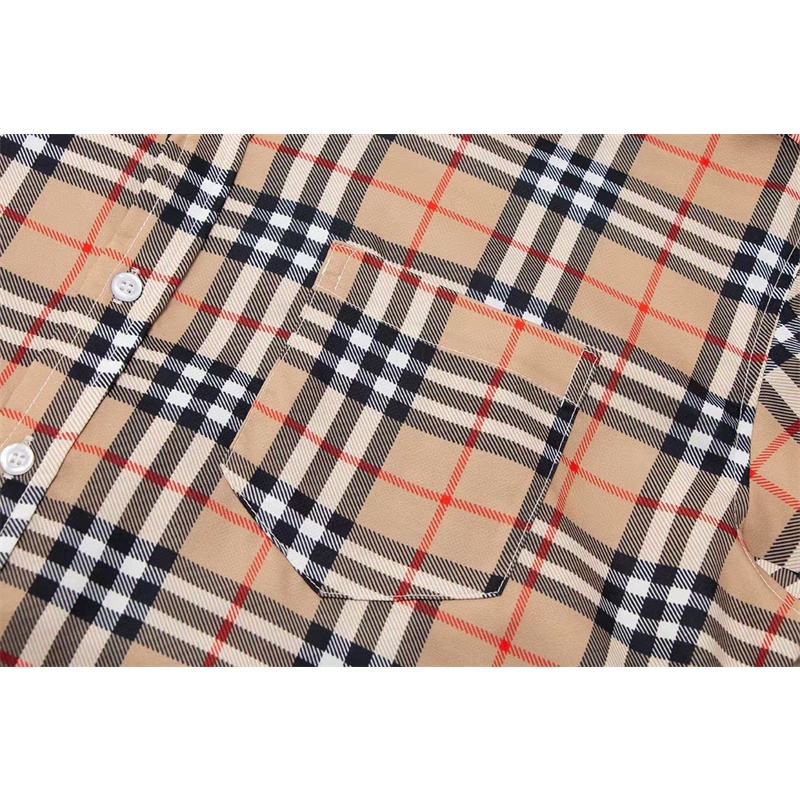 B-b-r88-áo Sơ Mi Tay Ngắn Họa Tiết Kẻ Sọc Phong Cách Cổ Điển Đơn Giản Đa Năng Cho Cả Nam Và Nữ