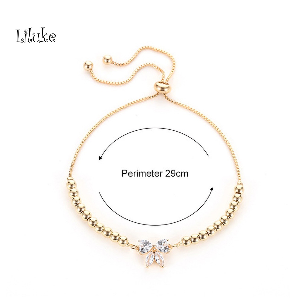 Vòng Tay Hợp Kim Mạ Vàng Trang Trí Nơ Đính Đá Thời Trang Cho Nữ