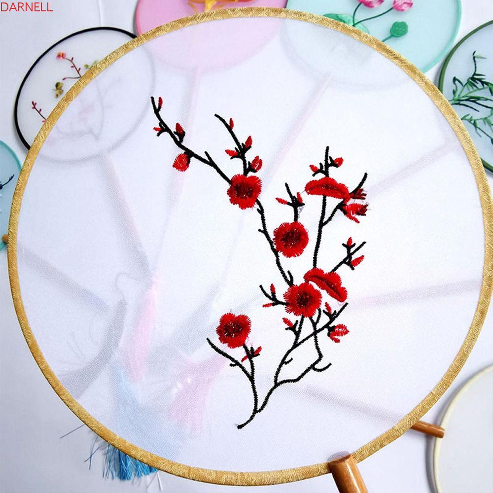 Quạt Tay Cầm Bằng Gỗ Thêu Hoa Phong Cách Retro Thời Trang