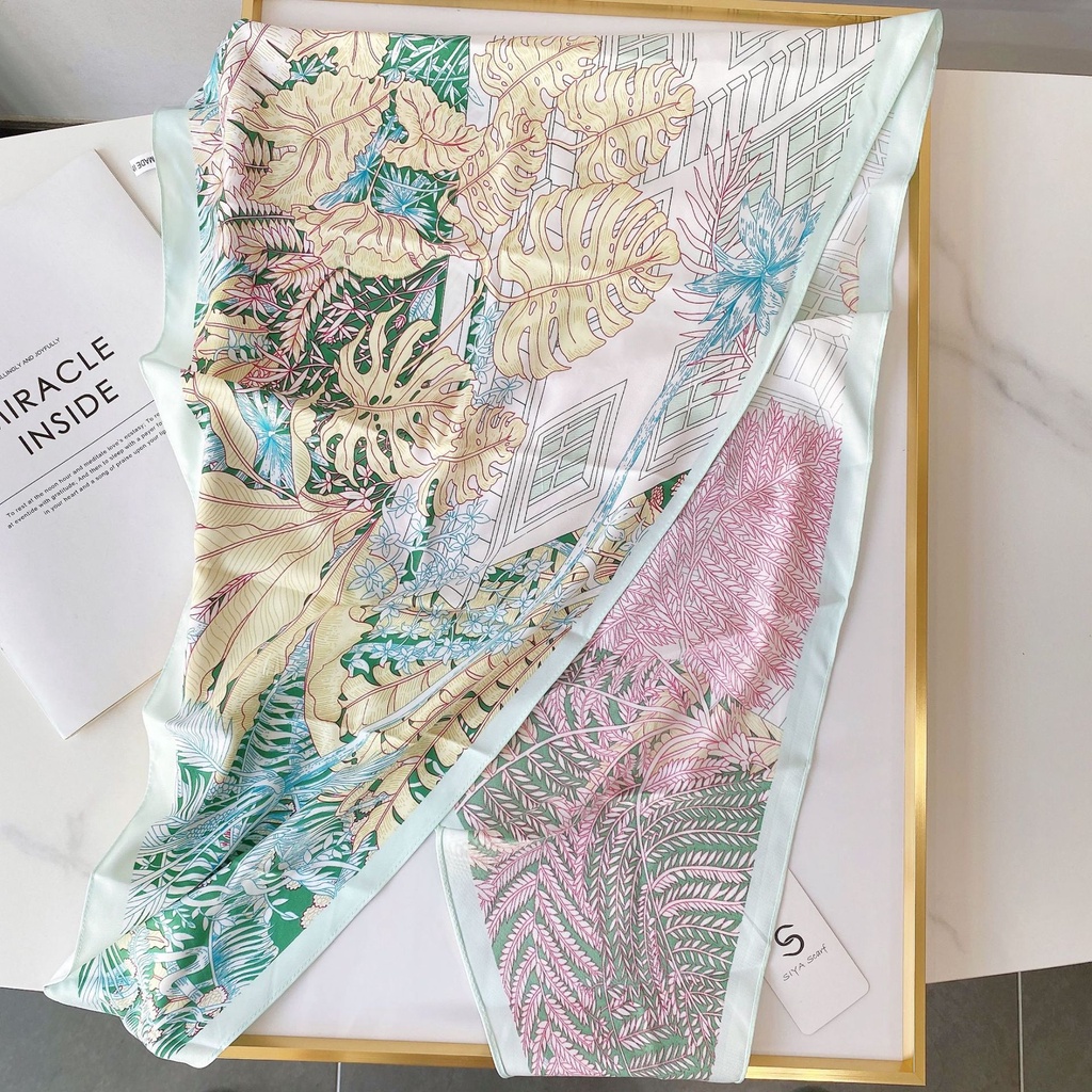 Hàng Mới Về Khăn Choàng Cổ Dài Ruy Băng Mỏng Họa Tiết Kim Cương Hình Học Hoa Cỏ Phong Cách Hàn Quốc Dành Cho Nữ