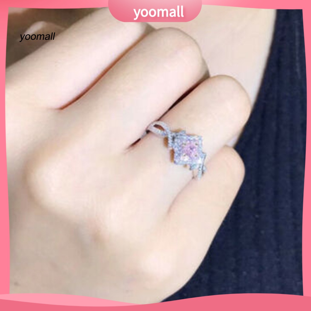 Nhẫn Hợp Kim Đính Đá Zircon Hình Vuông Sang Trọng Cho Nữ