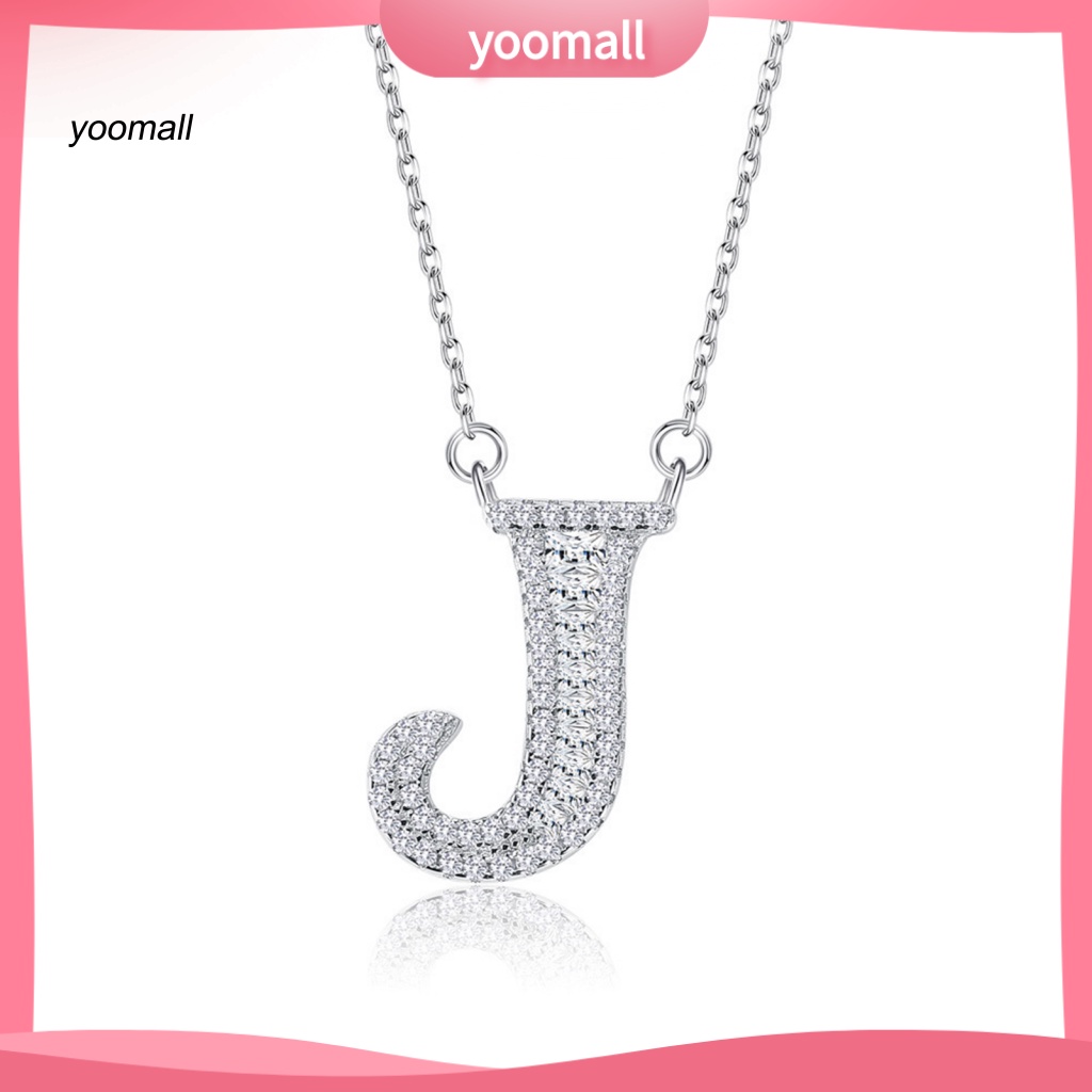 Vòng cổ Mạ Bạc Mặt Chữ Cái Đính Đá Zircon Sang Trọng Cho Nữ