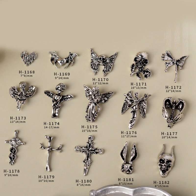 ⚝⚝Richh Set 10 Phụ Kiện Trang Trí Móng 3D Phong Cách Vintage