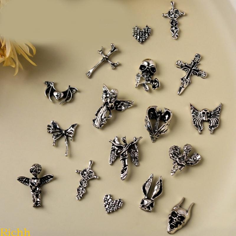 ⚝⚝Richh Set 10 Phụ Kiện Trang Trí Móng 3D Phong Cách Vintage