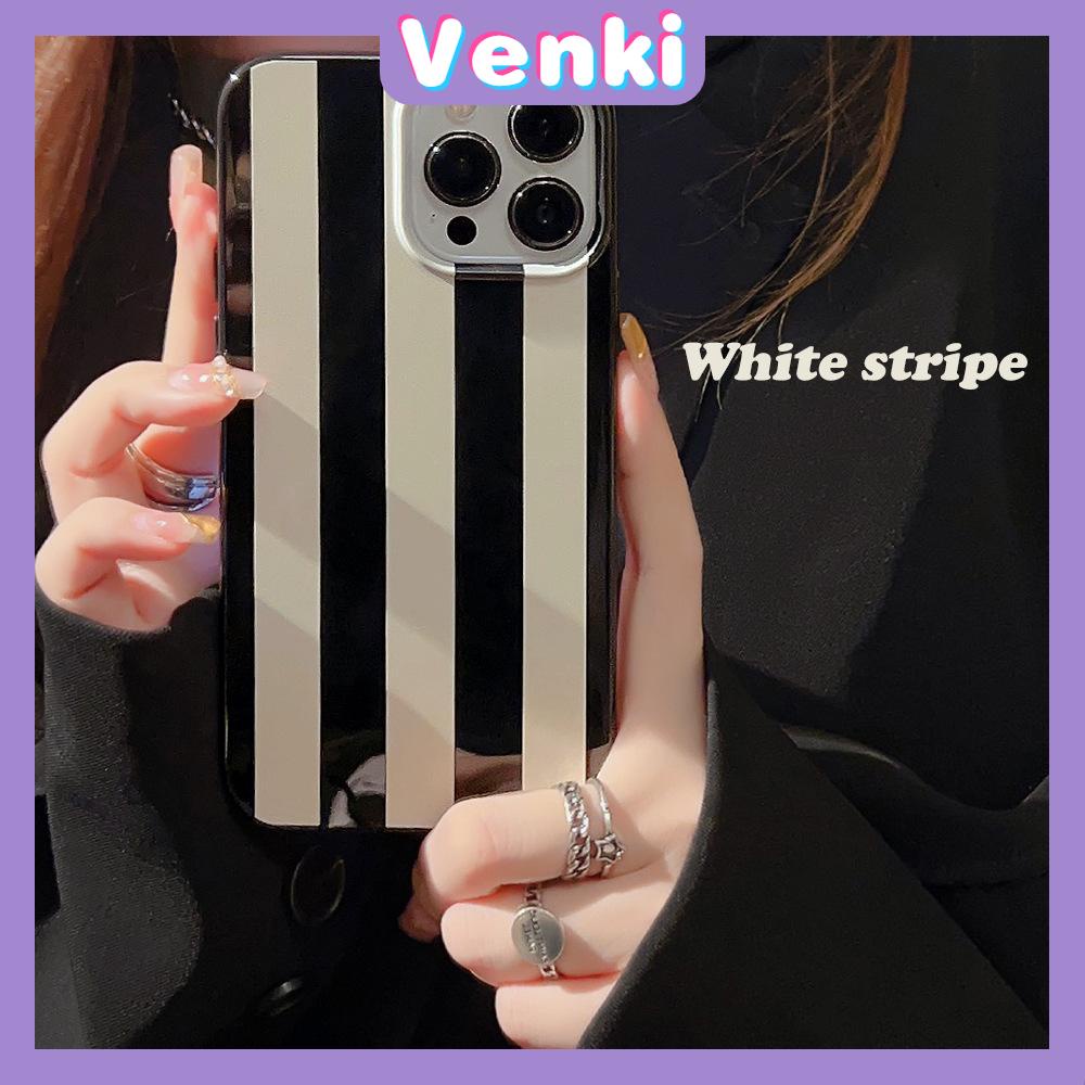 VENKI - Dành Cho iPhone 11 Ốp Lưng iPhone Đen Bóng TPU Mềm Chống Sốc Bảo Vệ Camera Sọc Đen Trắng Đơn Giản Tương Thích Với iPhone 14 13 Pro max 12 Pro Max xr xs max 7 8