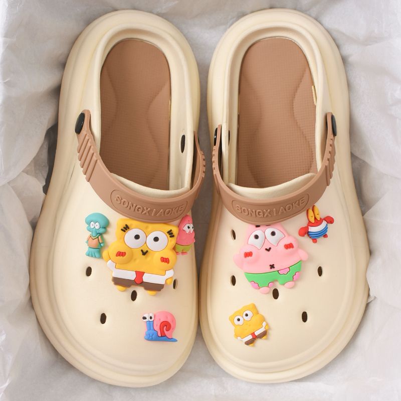 🌟Mới 2023🌟sandal nữ  dép chống trượt đáy dày xuyên thấu  họa tiết hoạt hình thời trang 2023 bánh mì dép AA6463