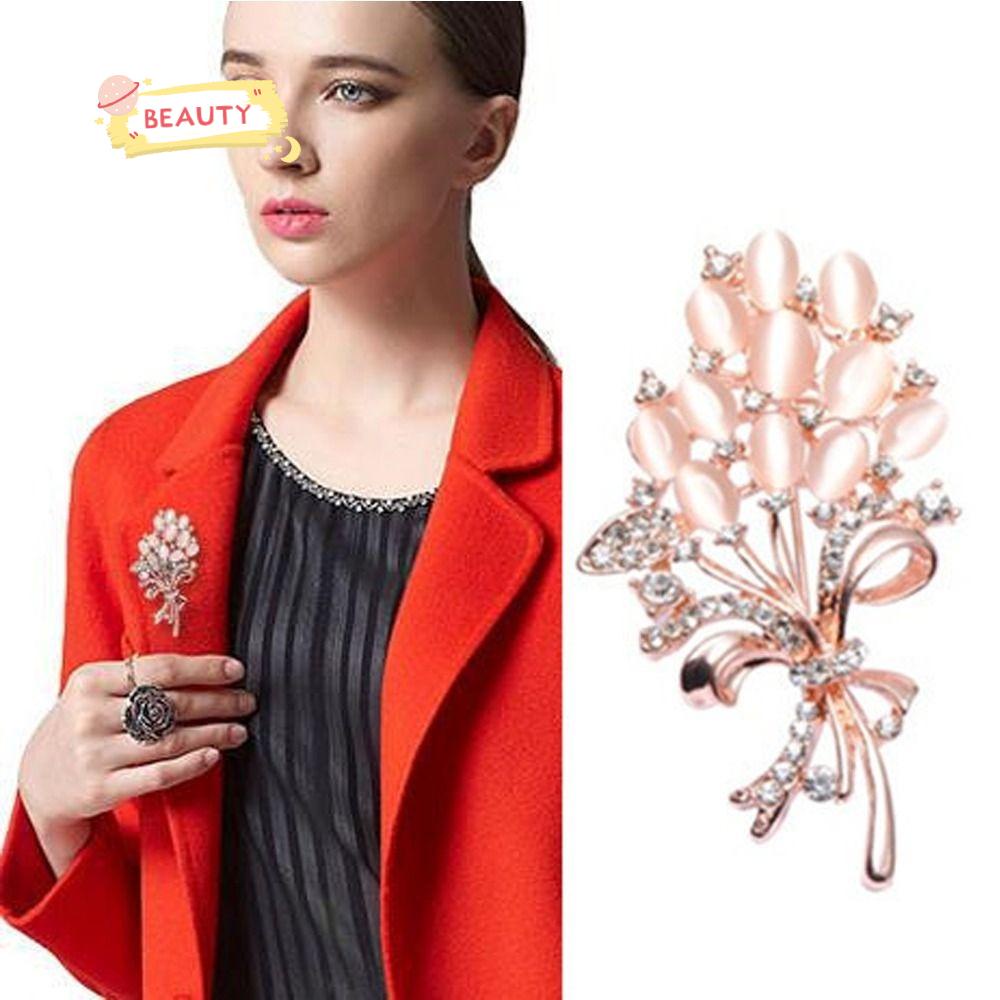 Set 2 Ghim Cài Áo Hình Bó Hoa Hồng Đính Đá Thời Trang