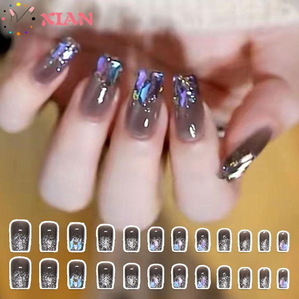 XIANTIN Set 24 Móng Tay Giả Có Thể Tháo Rời Cực Quang