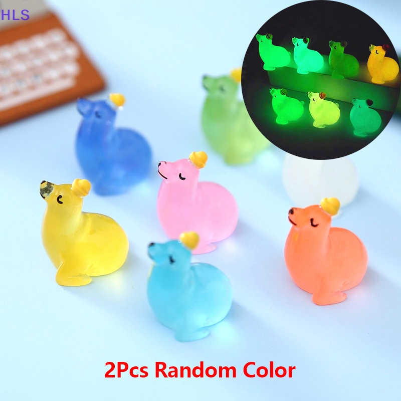 Bộ 2 Đồ trang trí Chú Chó Biển Hoạt Hình Mini Màu Dạ Quang Trang Trí Tiểu Cảnh / Nhà Búp Bê