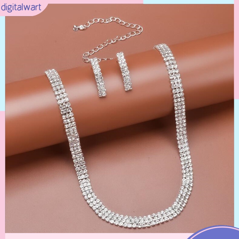 Bộ Trang Sức Hai Món Gồm Vòng cổ + Bông Tai Đính Đá zircon Sang Trọng