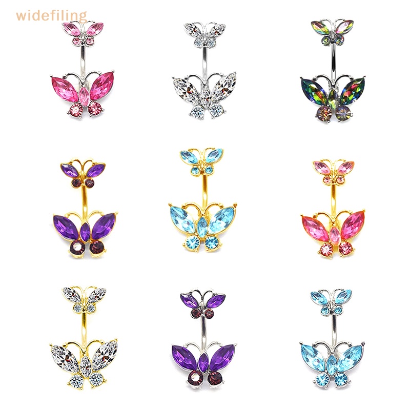 Khuyên Rốn Hình Bướm Mặt Kính Lấp Lánh