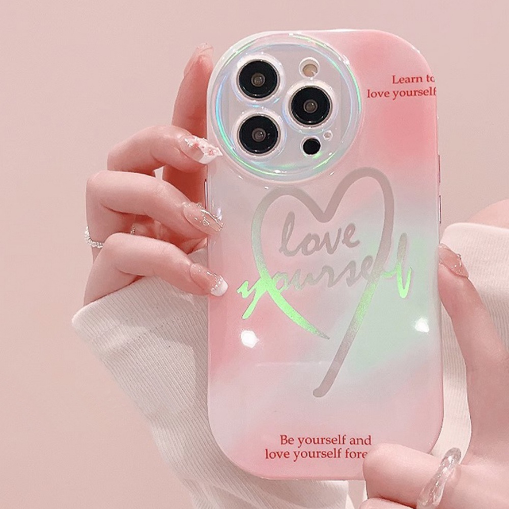 Ốp Điện Thoại TPU Mềm Màu Laser Bảo Vệ Ống Kính Họa Tiết Trái Tim Cho IPhone 11 12 13 14 Pro Max