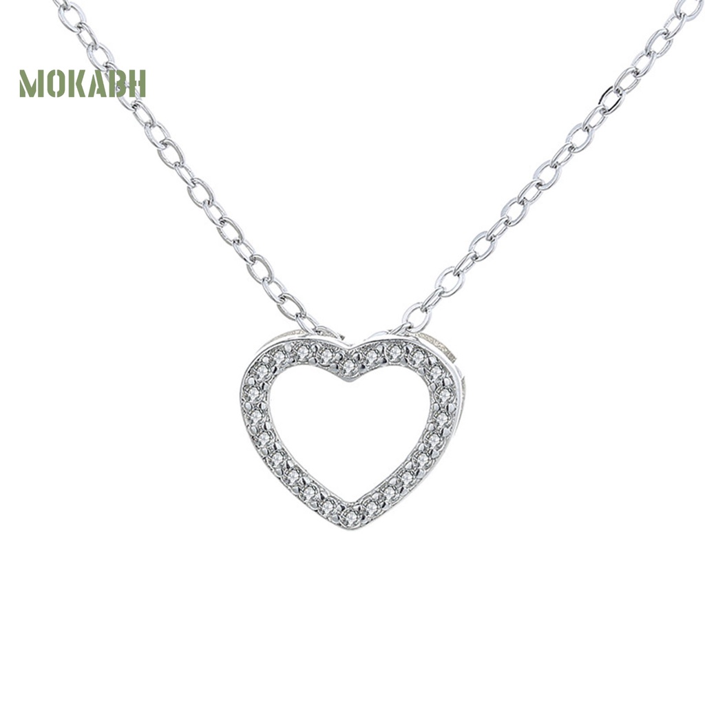 [Mok Abh] Vòng cổ Mặt Hình Trái Tim Và Thánh Giá Đính Kim Cương Giả Chống Rỉ