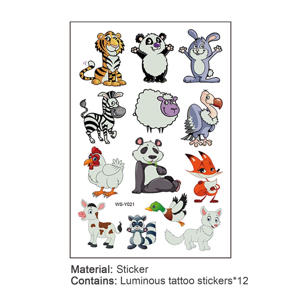 Set 12 Hình Xăm Dán Tạm Thời Phát Sáng Trong Tối Cho Trẻ Em