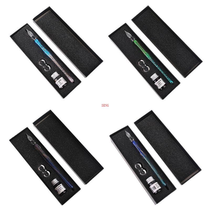 Giá Đỡ Bút Viết Thư Pháp Họa Tiết Bầu Trời Đầy Sao Thủy Tinh Màu Gradient