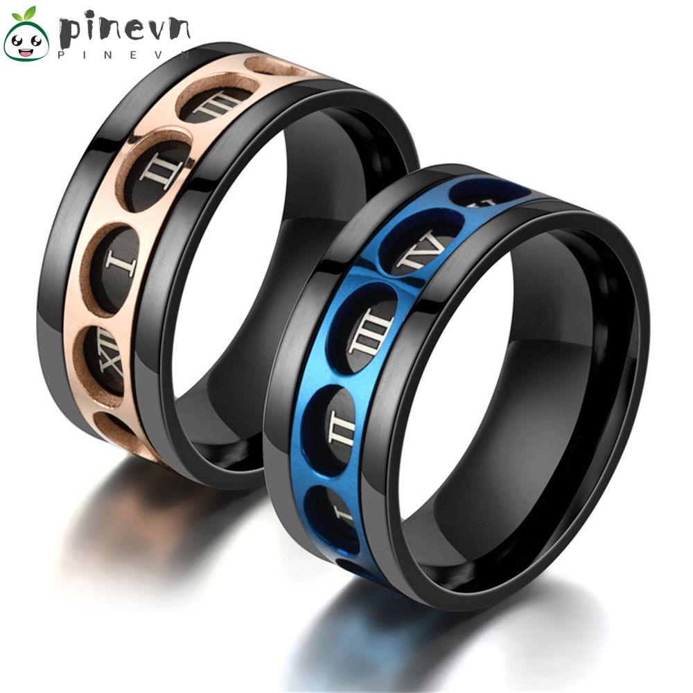 PINEVN Nhẫn Khắc Số La Mã Phong Cách Vintage Thời Trang