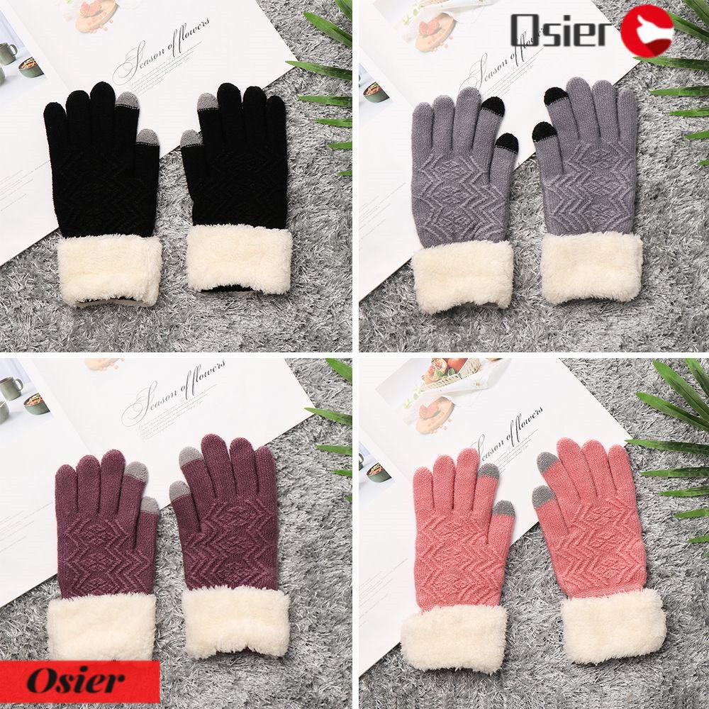 OSIER1 Găng Tay Dệt Kim Mềm Mại Dày Dặn Có Thể Sử Dụng Màn Hình Cảm
