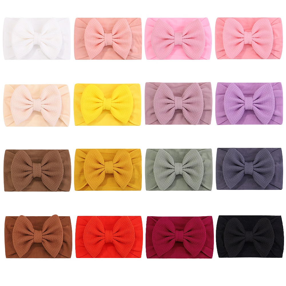 1 Băng Đô Nylon Mềm Co Giãn Màu Trơn Làm Bằng Tay Cho Bé Gái Sơ Sinh
