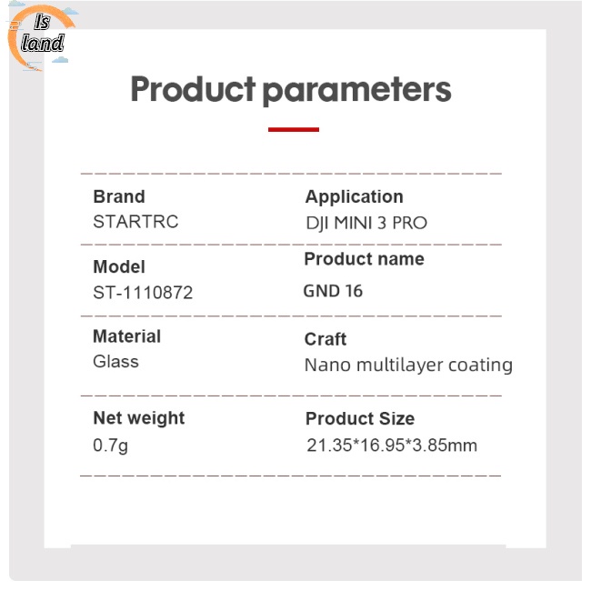 Kính Lọc Đơn Gnd32 Chống Thấm Nước Chống Dầu Tương Thích Máy Ảnh Drone Dji Mini 3 Pro