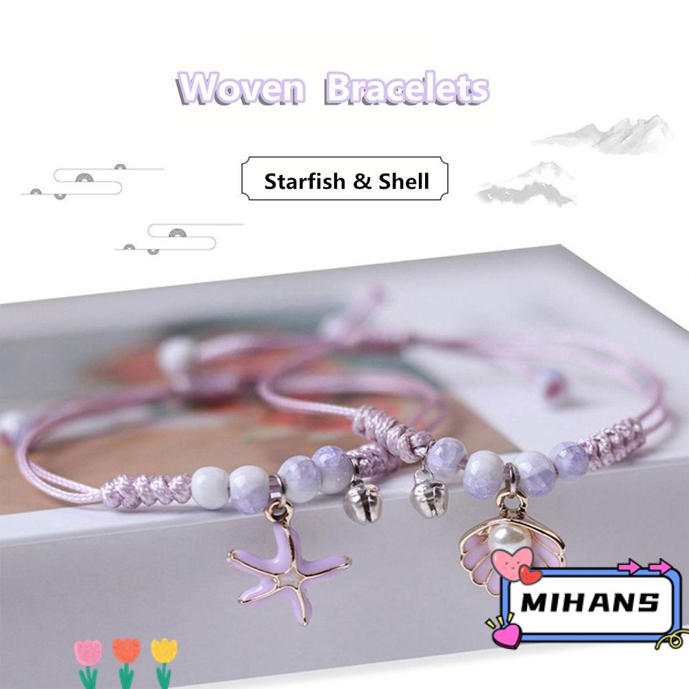 MIH Vòng Tay Tình Bạn Đính Hạt Gốm Màu Tím