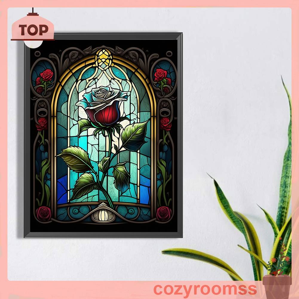 Tranh Đính Đá Kim Cương Toàn Bộ 5D DIY Hình Vẽ Hoa Hồng Trang Trí Nhà Cửa