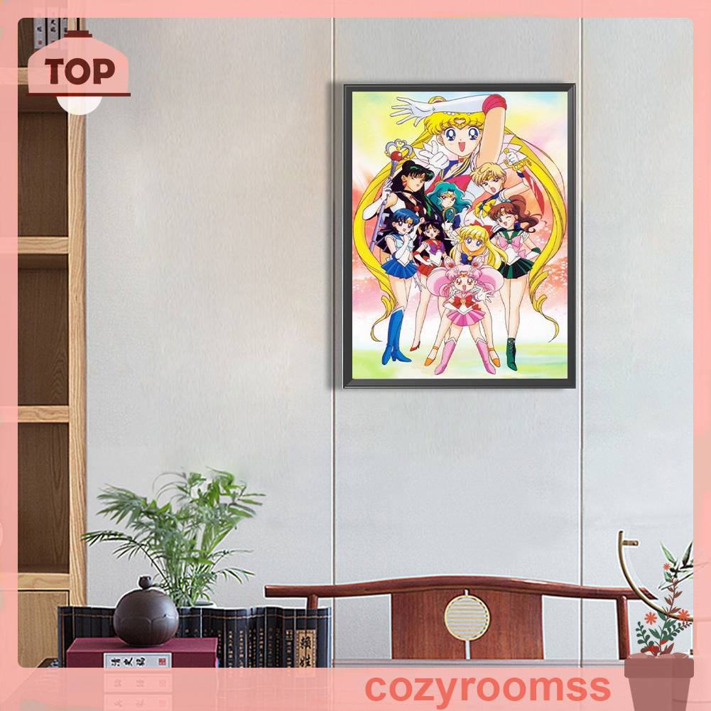 Tranh Đính Đá Kim Cương Toàn Bộ 5D DIY Hình Vẽ Thủy Thủ Mặt Trăng