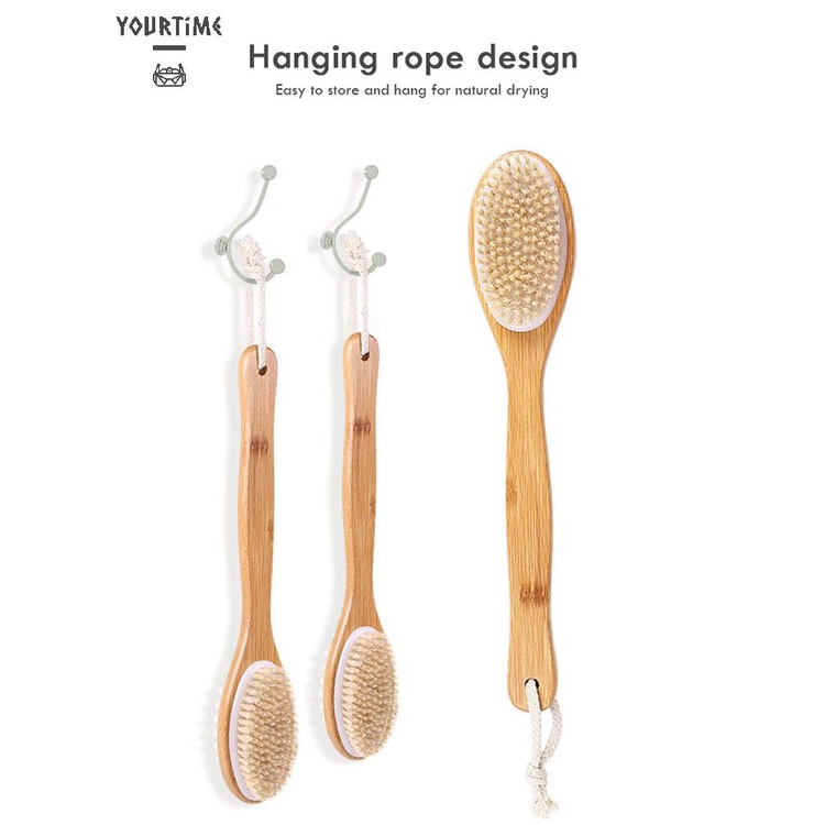 Bàn Chải Mát Xa Tẩy Tế Bào Chết Lưng Hai Mặt Bằng Gỗ Kèm Dây Thừng Cho SPA
