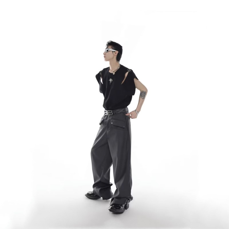 ÁO Thun Sát Nách Xẻ Tà Phối Họa Tiết Kim Loại Thời Trang Mùa Hè Cho Nam Ba Lỗ Nam Đen Tanktop Unisex Áo Ba Lỗ Nam Đẹp