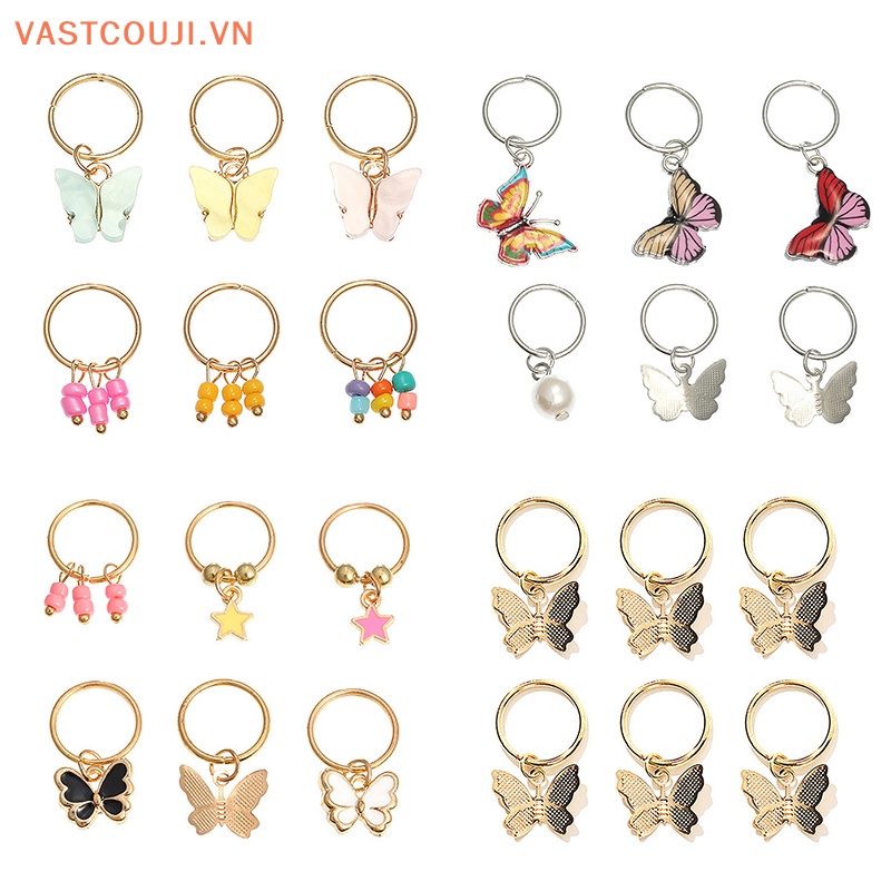 Set 6 Kẹp Tóc Hình Bướm / Ngôi Sao Bằng Kim Loại Thời Trang Cho Nữ