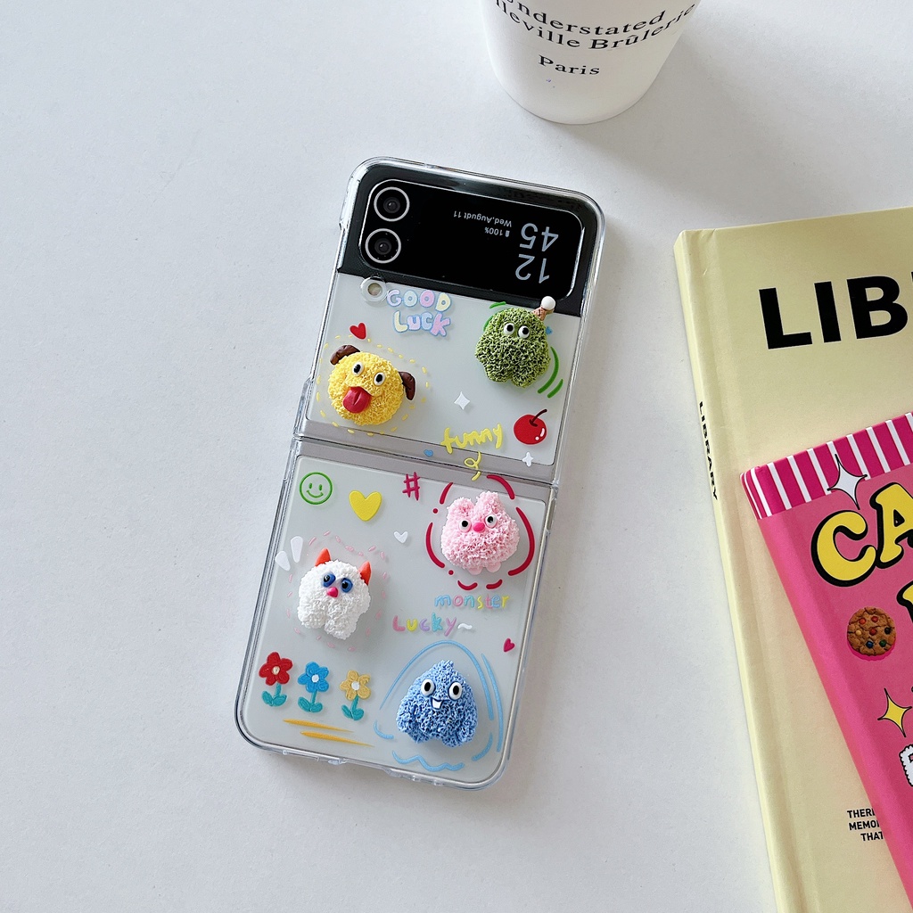 Ốp Điện Thoại Cứng Họa Tiết Hoạt Hình 3D Có Dây Đeo Cho Samsung Galaxy Z Flip4 Z Flip3 Samsung Z Flip4 Z Flip3